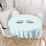 - MasaYuv-563-Gorsel1 - Realhomes  Modern Kirpik Dijital Baskılı Yuvarlak Masa Örtüsü - Çap 140cm Realhomes