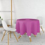 - MasaYuv-566-Gorsel2 - Realhomes  Mor Zeminde Kirpik Motifli Özel Tasarım Yuvarlak Masa Örtüsü - Çap 140cm Realhomes