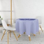 - MasaYuv-5747-Gorsel2 - Realhomes  Karolina Mavisi Zeminli Sonsuz Kelebek Desenli Modern Yuvarlak Masa Örtüsü - Çap 140cm Realhomes