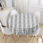 - MasaYuv-5764-Gorsel1 - Realhomes Siyah Beyaz Modern Çizgili Yuvarlak Masa Örtüsü - Çap 140cm Realhomes