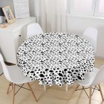 - MasaYuv-5765-Gorsel1 - Realhomes Beyaz Zeminde Anlamsız Çizgiler Motifli Yuvarlak Masa Örtüsü - Çap 140cm Realhomes