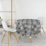 - MasaYuv-5767-Gorsel2 - Realhomes Siyah Beyaz Damalı Yuvarlak Masa Örtüsü - Çap 140cm Realhomes