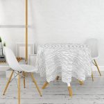 Modern Siyah Beyaz Çizgi Motifli Yuvarlak Masa Örtüsü - Çap 140cm Realhomes