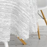 Modern Siyah Beyaz Çizgi Motifli Yuvarlak Masa Örtüsü - Çap 140cm Realhomes