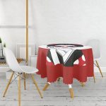 - MasaYuv-5862-Gorsel2 - Realhomes Gözlüklü Cool Japon Kadın Desenli Yuvarlak Masa Örtüsü - Çap 140cm Realhomes