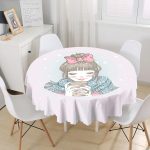 Fashion Girl Dijital Baskılı Modern Yuvarlak Masa Örtüsü - Çap 140cm Realhomes