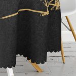 - MasaYuv-6008-Gorsel3 - Realhomes Altın Geometrik Çiçek Çerçeveli Özel Tasarım Yuvarlak Masa Örtüsü - Çap 140cm Realhomes