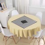 Modern Dörtgen Siyah Beyaz Tribal Desenli Özel Baskılı Yuvarlak Masa Örtüsü - Çap 140cm Realhomes