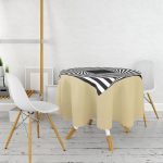 Modern Dörtgen Siyah Beyaz Tribal Desenli Özel Baskılı Yuvarlak Masa Örtüsü - Çap 140cm Realhomes