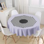 Modern Yuvarlak Siyah Beyaz Tribal Desenli Özel Baskılı Yuvarlak Masa Örtüsü - Çap 140cm Realhomes