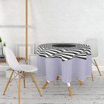 Modern Yuvarlak Siyah Beyaz Tribal Desenli Özel Baskılı Yuvarlak Masa Örtüsü - Çap 140cm Realhomes