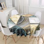 - MasaYuv-6035-Gorsel1 - Realhomes Modern Gold Detaylı Özel Tasarım Yuvarlak Masa Örtüsü - Çap 140cm Realhomes