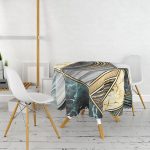 - MasaYuv-6035-Gorsel2 - Realhomes Modern Gold Detaylı Özel Tasarım Yuvarlak Masa Örtüsü - Çap 140cm Realhomes