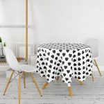 Modern Kalp Desenli Dijital Baskılı Yuvarlak Masa Örtüsü - Çap 140cm Realhomes