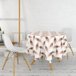 - MasaYuv-6127-Gorsel2 - Realhomes Kırmızı Renkli Ikili Tavus Kuşu Desenli Yuvarlak Masa Örtüsü - Çap 140cm Realhomes