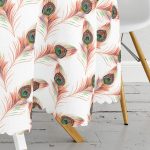 - MasaYuv-6127-Gorsel3 - Realhomes Kırmızı Renkli Ikili Tavus Kuşu Desenli Yuvarlak Masa Örtüsü - Çap 140cm Realhomes