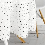 Pembe Siyah Çizgili Vazolu Zeminde Siyah Noktalar Yuvarlak Masa Örtüsü - Çap 140cm Realhomes