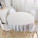 Vizon Zeminli Kahve Puantiyeli Yuvarlak Masa Örtüsü - Çap 140cm Realhomes