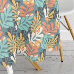 - MasaYuv-6772-Gorsel3 - Realhomes  Renkli Tropik Yaprak Özel Tasarımlı Yuvarlak Masa Örtüsü - Çap 140cm Realhomes