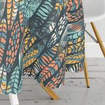 Renkli Tropik Yaprak Özel Tasarımlı Yuvarlak Masa Örtüsü - Çap 140cm Realhomes