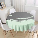 - MasaYuv-7002-Gorsel1 - Realhomes  Çift Renkli Modern Motifli Dijital Baskılı Modern Yuvarlak Masa Örtüsü - Çap 140cm Realhomes