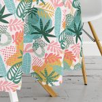 Soyut Renkli Yaprak Motifli Dijital Baskılı Modern Yuvarlak Masa Örtüsü - Çap 140cm Realhomes