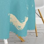 - MasaYuv-7044-Gorsel3 - Realhomes  Turkuaz Zeminde Gold Detaylı Dijital Baskılı Modern Yuvarlak Masa Örtüsü - Çap 140cm Realhomes