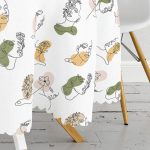 Beyaz Zemınde Bayan Desenli Dijital Baskılı Modern Yuvarlak Masa Örtüsü - Çap 140cm Realhomes