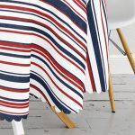 - MasaYuv-7098-Gorsel3 - Realhomes  Beyaz Zemınde Renkli Cizgi Detaylı Dijital Baskılı Modern Yuvarlak Masa Örtüsü - Çap 140cm Realhomes