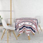 - MasaYuv-7099-Gorsel2 - Realhomes Bordo Lacıvert Renklı Capa Dumen Temalı Dijital Baskılı Modern Yuvarlak Masa Örtüsü - Çap 140cm Realhomes