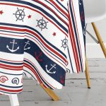 - MasaYuv-7099-Gorsel3 - Realhomes Bordo Lacıvert Renklı Capa Dumen Temalı Dijital Baskılı Modern Yuvarlak Masa Örtüsü - Çap 140cm Realhomes