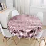 Bordo Lacıvert Puantiyeli Dijital Baskılı Modern Yuvarlak Masa Örtüsü - Çap 140cm Realhomes