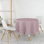Bordo Lacıvert Puantiyeli Dijital Baskılı Modern Yuvarlak Masa Örtüsü - Çap 140cm Realhomes
