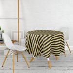 Sıyah Zeminde Happy Birthday Gold Yazılı Dijital Baskılı Modern Yuvarlak Masa Örtüsü - Çap 140cm Realhomes