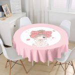 Fashion Girl Dijital Baskılı Modern Yuvarlak Masa Örtüsü - Çap 140cm Realhomes