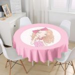 - MasaYuv-716-Gorsel1 - Realhomes  Fashion Girl Dijital Baskılı Modern Yuvarlak Masa Örtüsü - Çap 140cm Realhomes