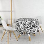 Renkli Zemin Uzerinde Onedraw Çizimli Dijital Baskılı Modern Yuvarlak Masa Örtüsü - Çap 140cm Realhomes