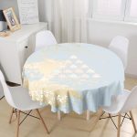 Renkli Zemin Üzerinde Üçgen Desenli Dijital Baskılı Modern Yuvarlak Masa Örtüsü - Çap 140cm Realhomes