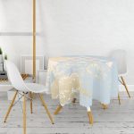 Renkli Zemin Üzerinde Üçgen Desenli Dijital Baskılı Modern Yuvarlak Masa Örtüsü - Çap 140cm Realhomes