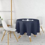 Lacivert Zeminli Çapa Desenli Dijital Baskılı Modern Yuvarlak Masa Örtüsü - Çap 140cm Realhomes