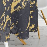 - MasaYuv-7203-Gorsel3 - Realhomes Siyah Zeminde Gold Detaylı Çizim Dijital Baskılı Modern Yuvarlak Masa Örtüsü - Çap 140cm Realhomes