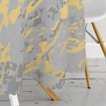 Antrasit Zemin Üzerinde Gold Detaylı Çizim Desenli Modern Yuvarlak Masa Örtüsü - Çap 140cm Realhomes