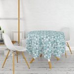 Renkli Zeminli Renkli Papatya Desenli Dijital Baskılı Modern Yuvarlak Masa Örtüsü - Çap 140cm Realhomes