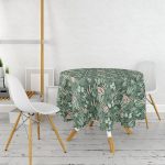 Siyah Zemin Üzerinde Rengarenk Çiçek Desenli Yuvarlak Masa Örtüsü - Çap 140cm Realhomes