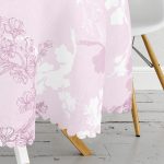 - MasaYuv-7272-Gorsel3 - Realhomes  Pembe Zemin Üzerinde Sarmaşık Desenli Dijital Baskılı Modern Yuvarlak Masa Örtüsü - Çap 140cm Realhomes