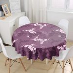 Rengarenk Zemin Üzerinde Çiçek Desenli Dijital Baskılı Modern Yuvarlak Masa Örtüsü - Çap 140cm Realhomes