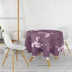 Rengarenk Zemin Üzerinde Çiçek Desenli Dijital Baskılı Modern Yuvarlak Masa Örtüsü - Çap 140cm Realhomes