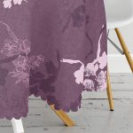 Rengarenk Zemin Üzerinde Çiçek Desenli Dijital Baskılı Modern Yuvarlak Masa Örtüsü - Çap 140cm Realhomes