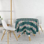 Rengarenk Zemin Üzerinde Çiçek Desenli Dijital Baskılı Modern Yuvarlak Masa Örtüsü - Çap 140cm Realhomes