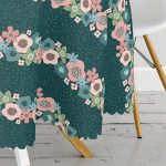 Rengarenk Zemin Üzerinde Çiçek Desenli Dijital Baskılı Modern Yuvarlak Masa Örtüsü - Çap 140cm Realhomes